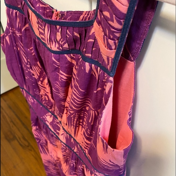 Provenza Schuler Tropical Pink & Purple 🌴 Palm leaves Leaves Lightweight Dress - Picture 11 of 15